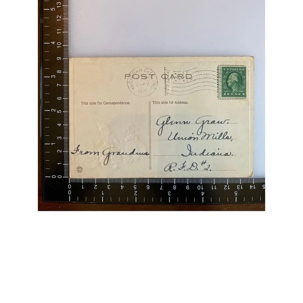 Antique 1919 Ephemera Postcard New Year Wishes Dutch Girl Boy Humor E Bergman